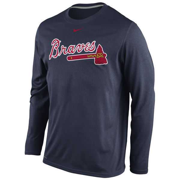 Atlanta Braves Nike Legend Wordmark Long Sleeve Performance WEM T-Shirt - Navy Blue,We sell and wholesale Atlanta Braves Nike Legend Wordmark Long Sleeve Performance WEM T-Shirt - Navy Blue on line form chian!